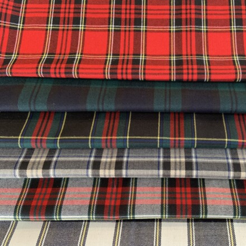 Wool polyester  tartan check